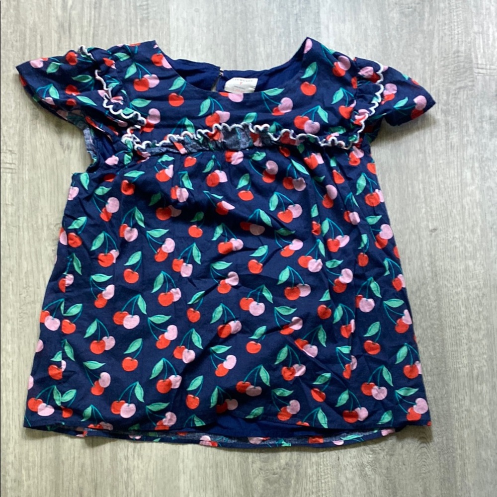 Girls J.Crew Crewcuts Cherry Navy cotton blouse size L 10/11